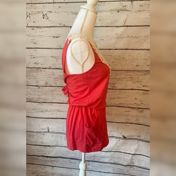 Lace top romper coral Small - Picture 4 of 7